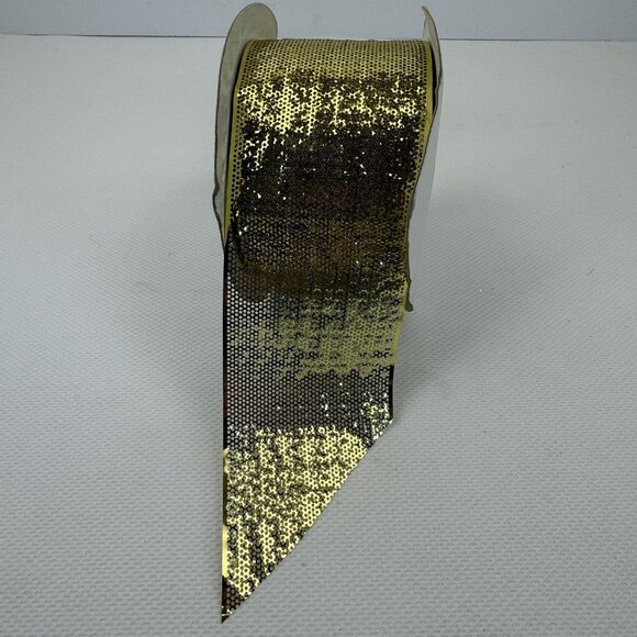 Michaels Stores Gold Sequin Mesh Ribbon Roll 35 Yards 3.25 Inches Wide Sieve #40 - Picture 1 of 7